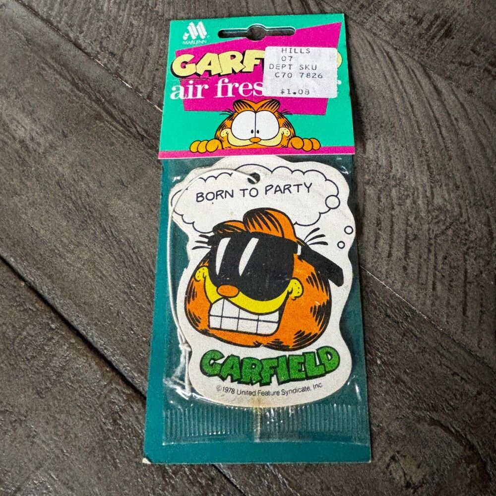Vintage Jim Davis Garfield Air Freshener Garfield Born To Party